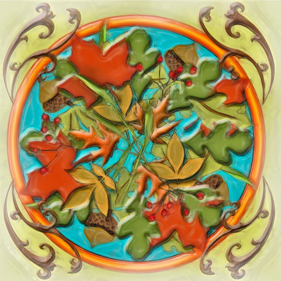 autumn leaves layers plastic wrap effect