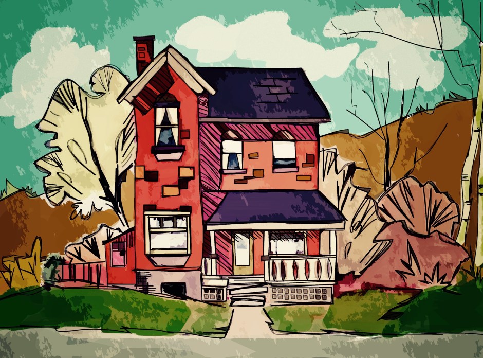 old house blue sky cutout